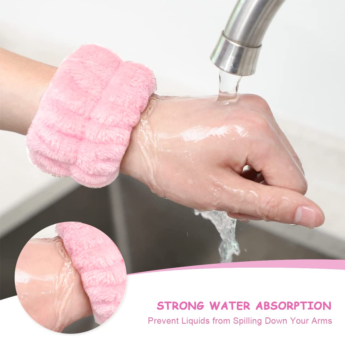 MAYCREATE 3Pcs Face Washing Headband Wristband Combo Kit, Microfiber Absorbent Hairband Wrist Wash Band Towel for Women Girls for Skincare Makeup Yoga Sport (Pink) MAYCREATE 3Pcs Face Washing Headband Wristband Combo Kit, Microfiber Absorbent Hairband Wrist Wash Band Towel for Women Girls for Skincare Makeup Yoga Sport (Pink)